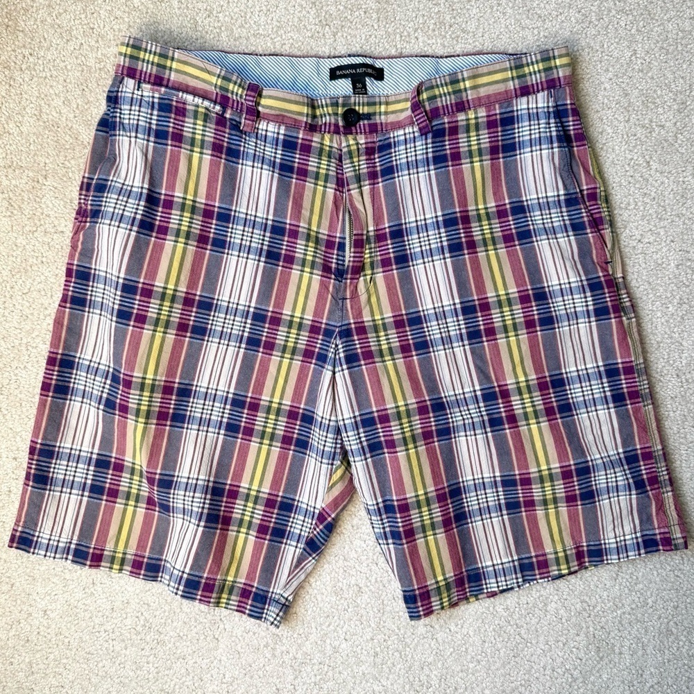 Banana Republic Men’s Plaid Shorts 100% Cotton Pockets Size 36 Preppy Golf